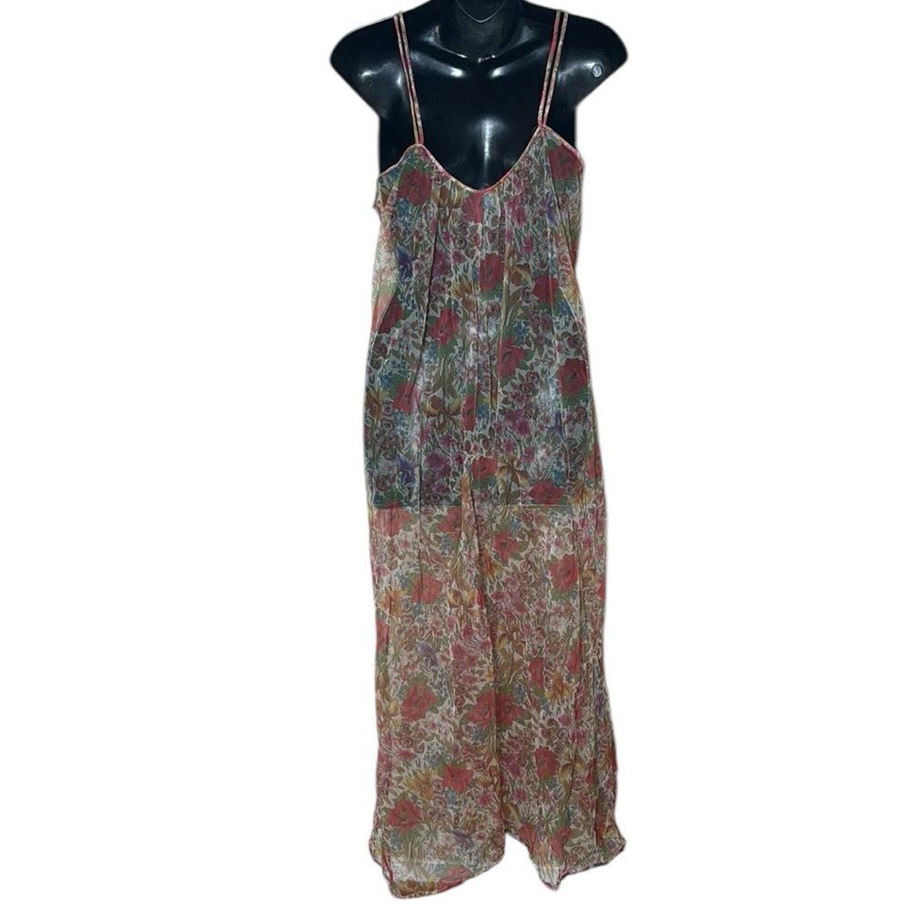 Vintage kayser women’s nightgown maxi sheer floral colorful Bloomcore Fairycore - Picture 6 of 8